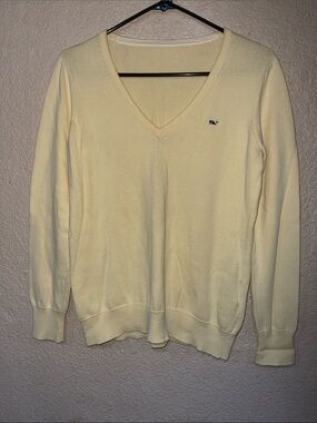 Vineyard Vines Pale Yellow V-Neck Sweater